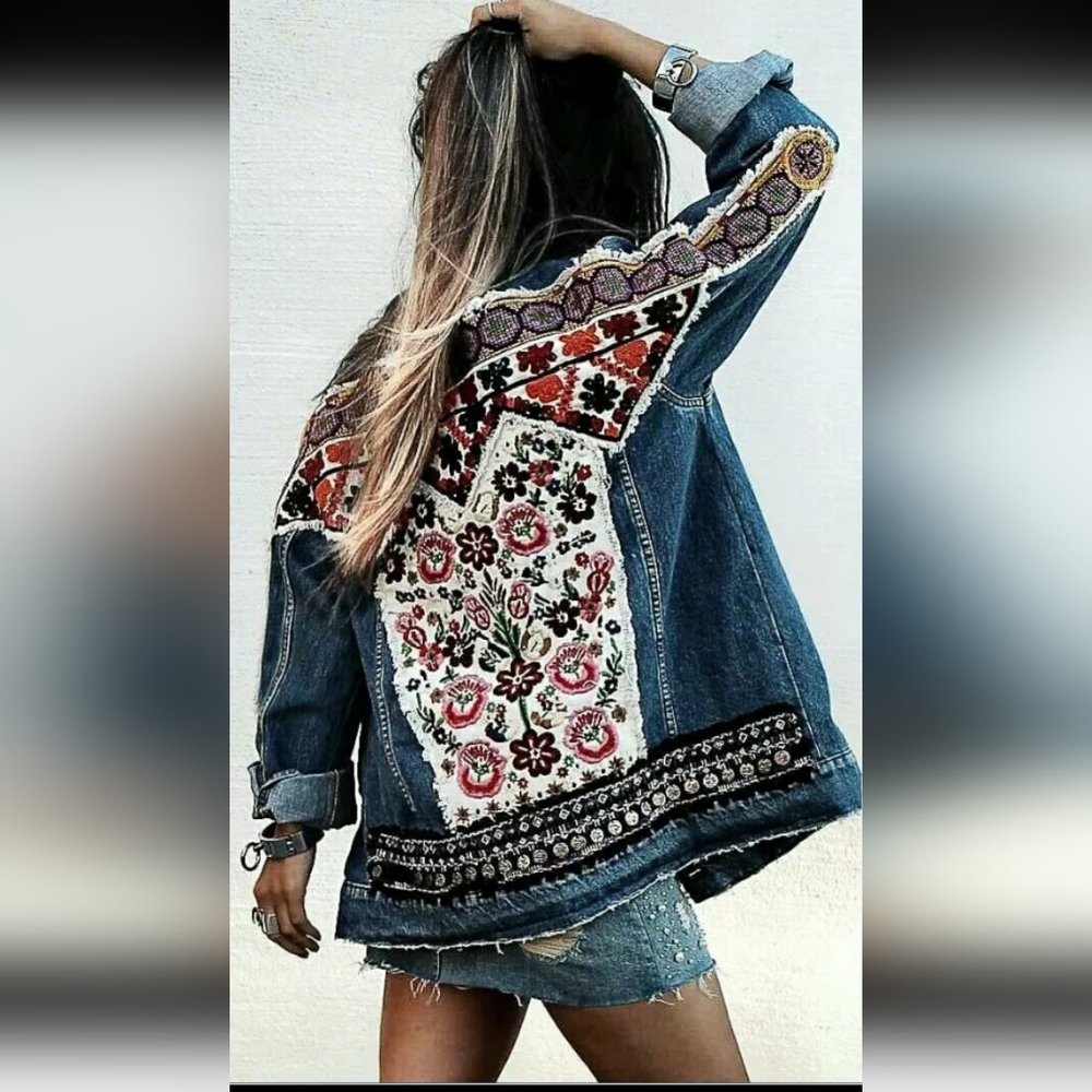 ♥️SOLD ❤️NWT Embroidered Denim Jacket - Picture 13 of 15